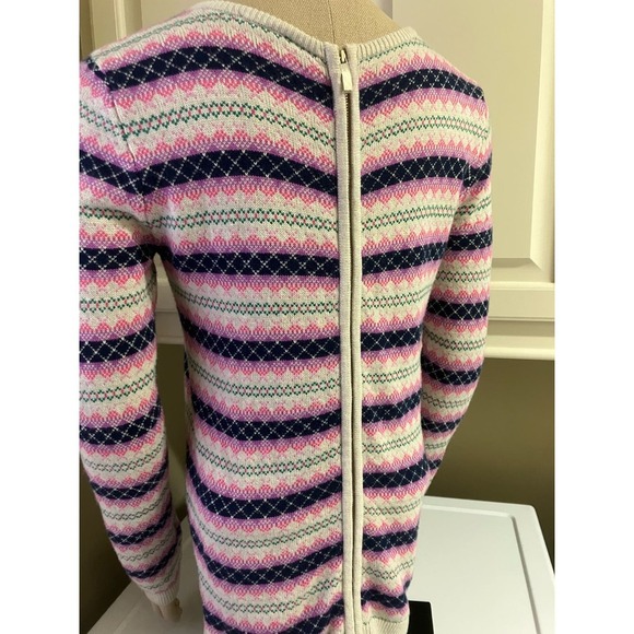 Talbots Womens Sweater Medium Zip In Back Blue Pink Lightweight Crewneck - Picture 4 of 9